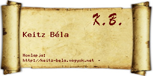 Keitz Béla névjegykártya